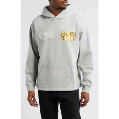 Icecream These Eyes Crop Pullover Hoodie In Heather Grey