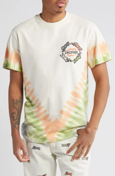 Icecream Tie Dye Cross Stitch Graphic T-shirt In White