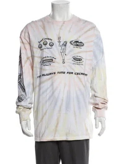 Pre-owned Icecream Tie-dye Print Crew Neck Henley In White