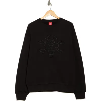 Icecream Tonal Oversize Crewneck Sweatshirt In Black