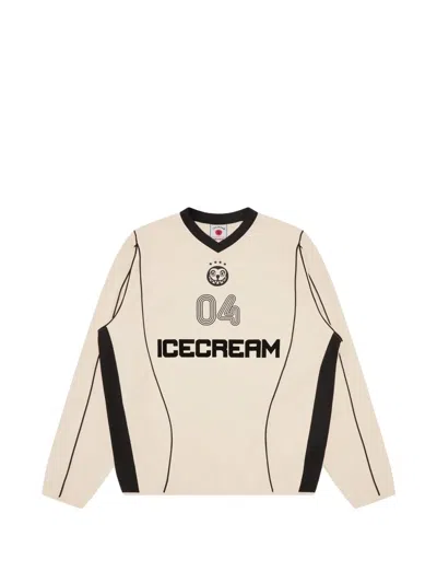 Icecream Training Logo-print V-neck T-shirt In Neutral