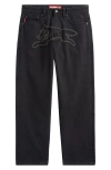Icecream Vanilla Fit Black Cherry Running Dog Appliqué Jeans In Black Caramel