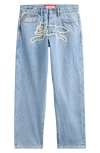 Icecream Check Lined Denim Jeans In Butter Pecan