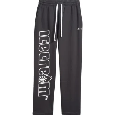Icecream Vertical Logo Cotton French Terry Graphic Sweatpants In Black