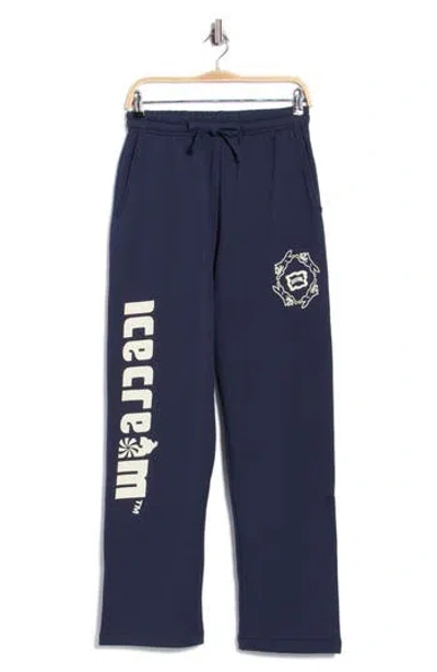 Icecream Vertical Logo Cotton French Terry Graphic Sweatpants In Blue