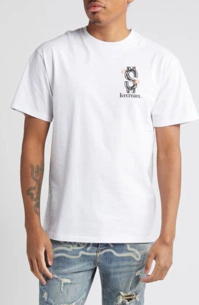 Icecream Wealth Cotton Graphic T-shirt In White