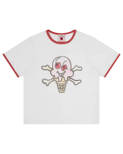 Icecream Kids' Womens Cones And Bones Ringer T-shirt In White