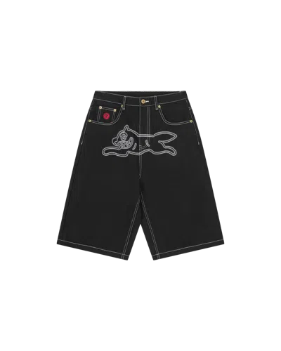 Icecream Kids' Womens Embroidered Running Dog Jorts In Black