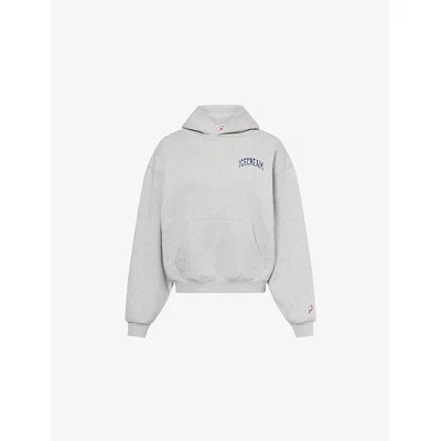 Icecream Womens Heather Grey College Crop Logo-print Cotton-jersey Hoody Xs In Gray