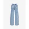 Icecream Womens Light Wash Blue Frayed-applique Running Dog Denim Jeans