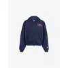Icecream Womens Navy Cone Embroidered Crop Zip Cotton-jersey Hoody In Blue