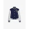 Icecream Womens Navy Silver Cherry Embroidered Woven Varsity Jacket Xs In Blue