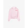 Icecream Womens Pink Cone Embroidered Crop Zip Cotton-jersey Hoody Xs In Pink