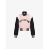 Icecream Womens Pink Drippy Crop Woven Varsity Jacket In Pink