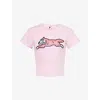 Icecream Womens Pink Houndstooth Running Dog Cotton-jersey Baby Tee