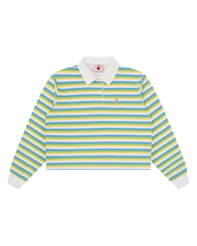Icecream Kids' Womens Popsicle Striped Cropped Rugby Shirt In Green