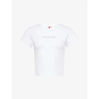 Icecream Womens White Crystal-logo Soft Serve Cotton-jersey Baby Tee