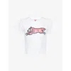 Icecream Womens White Houndstooth Running Dog Cotton-jersey Baby Tee Xs In White