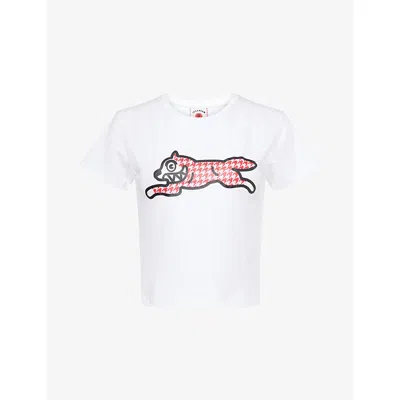 Icecream Womens White Houndstooth Running Dog Cotton-jersey Baby Tee Xs