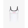 Icecream Womens White Soft Serve Cone Logo-embroidery Cotton-jersey Vest Top