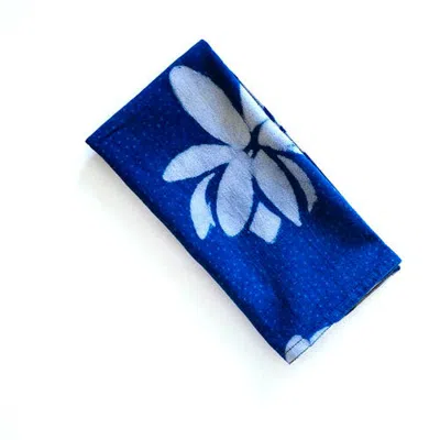 Ichcha Hand Block Printed Blue Lotus Napkin