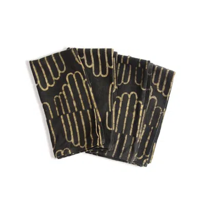 Ichcha Handcrafted Cotton Table Napkins In Black
