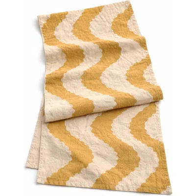 Ichcha Hand-printed Table Runner In Gold