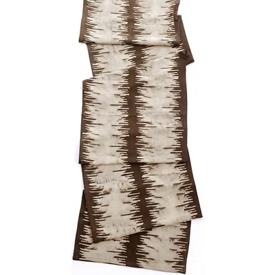 Ichcha Neutral Block Print Table Runner In Black