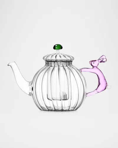 Ichendorf Alice Pink Rabbit And Green Mushroom Teapot