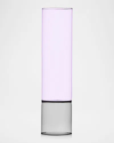 Ichendorf Bamboo Groove 15" Vase In Smoke/pink
