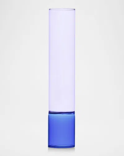 Ichendorf Bamboo Groove Vase, 14" In Blue/violet