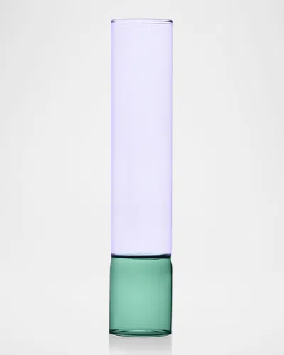 Ichendorf Bamboo Groove Vase, 14" In Green/violet