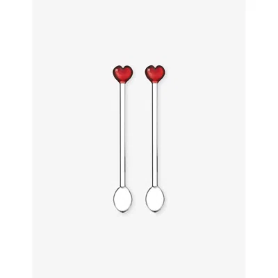 Ichendorf Cuore Red Heart Set Of Two Borosilicate-glass Spoons