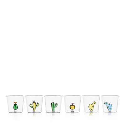 Ichendorf Desert Plants Assorted Glasses, Set Of 6 In White