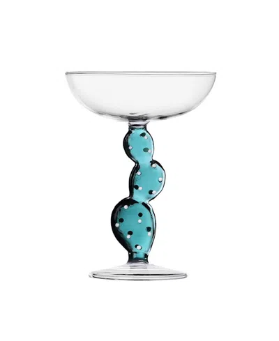 Ichendorf Desert Plants Cactus Champagne Bowl, 10.1 Oz. In Petrol Green