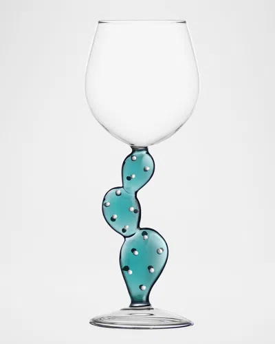 Ichendorf Desert Plants Cactus Wine Glass, 11.8 Oz. In Blue