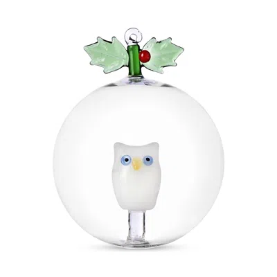 Ichendorf Holly And Owl Glass Ornament In Multi