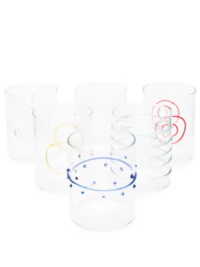 Ichendorf Milano Abstract-motif Cylinder Glasses (pack Of Six) In Yellow