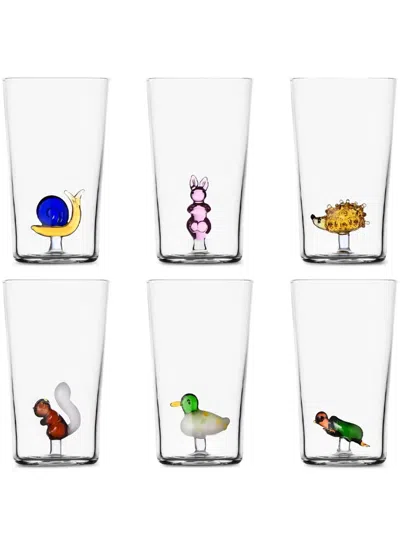 Ichendorf Milano Animal Farm Glazed-finish Glass (set Of Six) In White