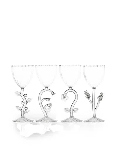 Ichendorf Milano Botanica Floral-stem Wine Glasses (set Of Four) In White