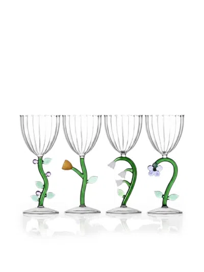Ichendorf Milano Botanica Flower Wine Glasses (set Of Four) In Multi