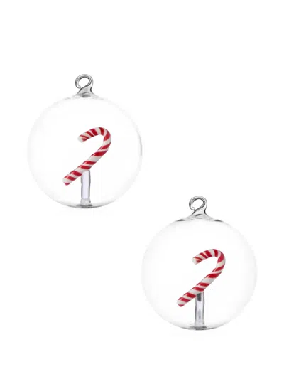 Ichendorf Milano Candy-cane Christmas Ornaments (set Of Two) In Transparent