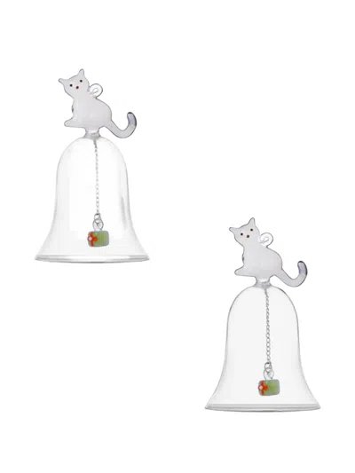 Ichendorf Milano Cat-motif Bell Ornaments (set Of Two) In Transparent