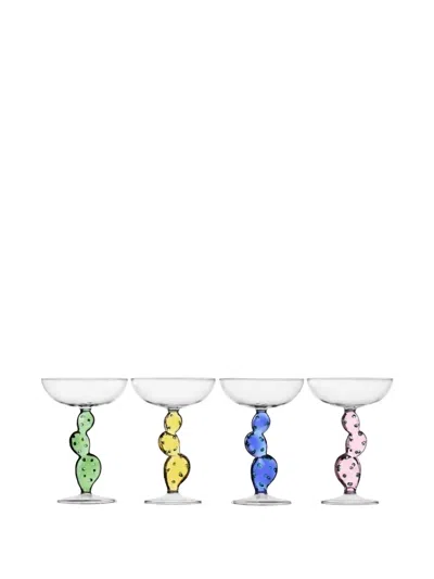 Ichendorf Milano Desert Plants Glass Champagne Coupe (set Of Four) In Multi