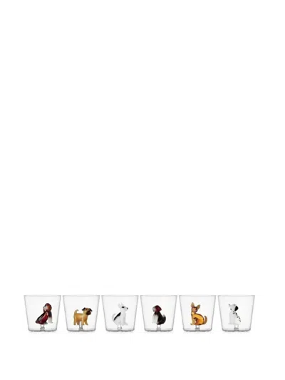 Ichendorf Milano Dogs Glass Tumblers (set Of Six) In Multi