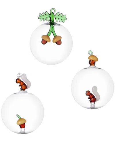 Ichendorf Milano Festive Decorative Balls (set Of Three) In Green