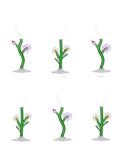 Ichendorf Milano Flower Flutes (set Of Six) In Green