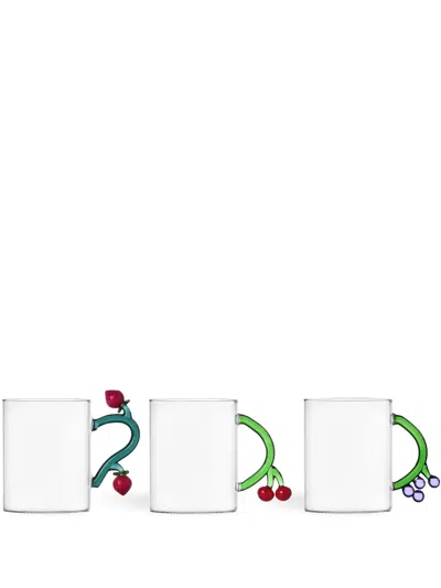 Ichendorf Milano Fruits And Flowers Glass Mugs (set Of Three) In White