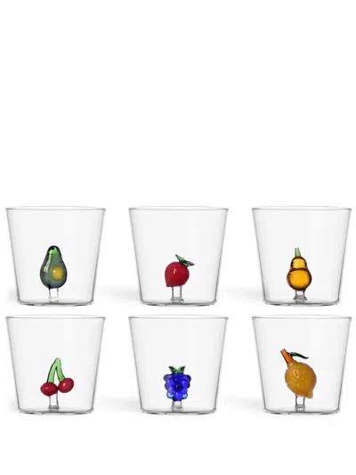 Ichendorf Milano Fruits And Flowers Glass Tumblers (set Of Six) In White