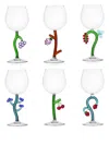 Ichendorf Milano Fruits And Flowers Wine Glasses (set Of Six) In Blue